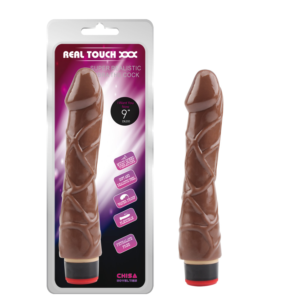 Vibrator Real Touch XXX, Multispeed, T-Skin, Maro, 22 cm