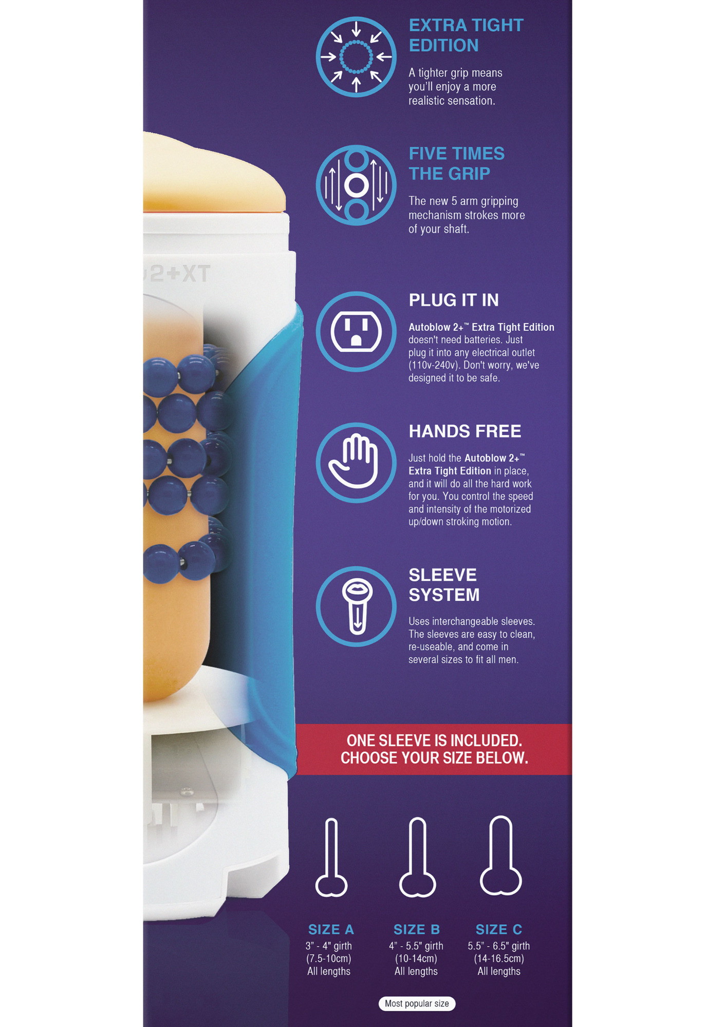 Masturbator Electric Autoblow 2+ Extra Tight Edition Size B, #5, Erotic24.ro