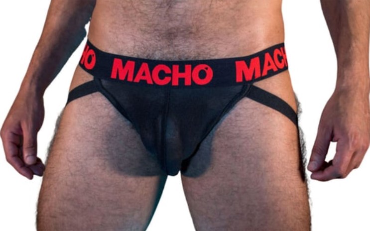 Bikini Suspensor Jock Macho, Negru/Rosu, L, Nr. 2, Erotic24.ro