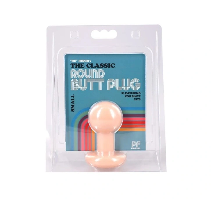 Dop Anal Round Butt Plug, Small, PVC, Natural, #2, Erotic24.ro