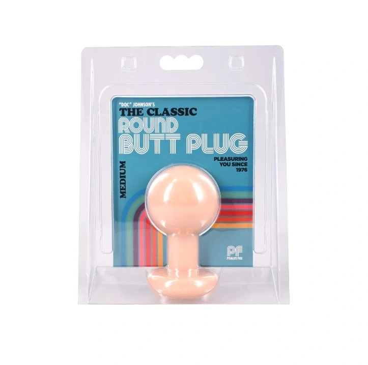 Dop Anal Round Butt Plug Medium, PVC, Natural, #2, Erotic24.ro