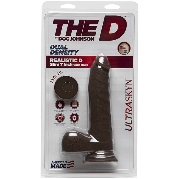 Dildo Realist D Slim, Dubla Densitate, Ultraskyn, Maro, 18 cm, #2, Erotic24.ro