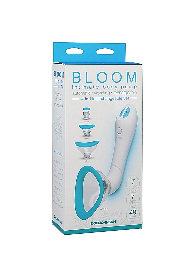 Pompa Bloom Intimate Body 4 Accesorii Vibrating&Sucking Alb/Albastru, #2, Erotic24.ro
