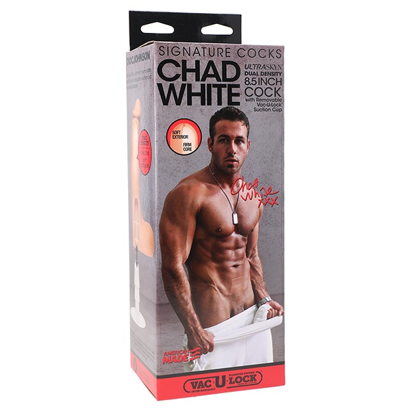 Dildo Realist Chad White Ultraskyn Dual Density Vac-U-Lock 22 cm, #5, Erotic24.ro