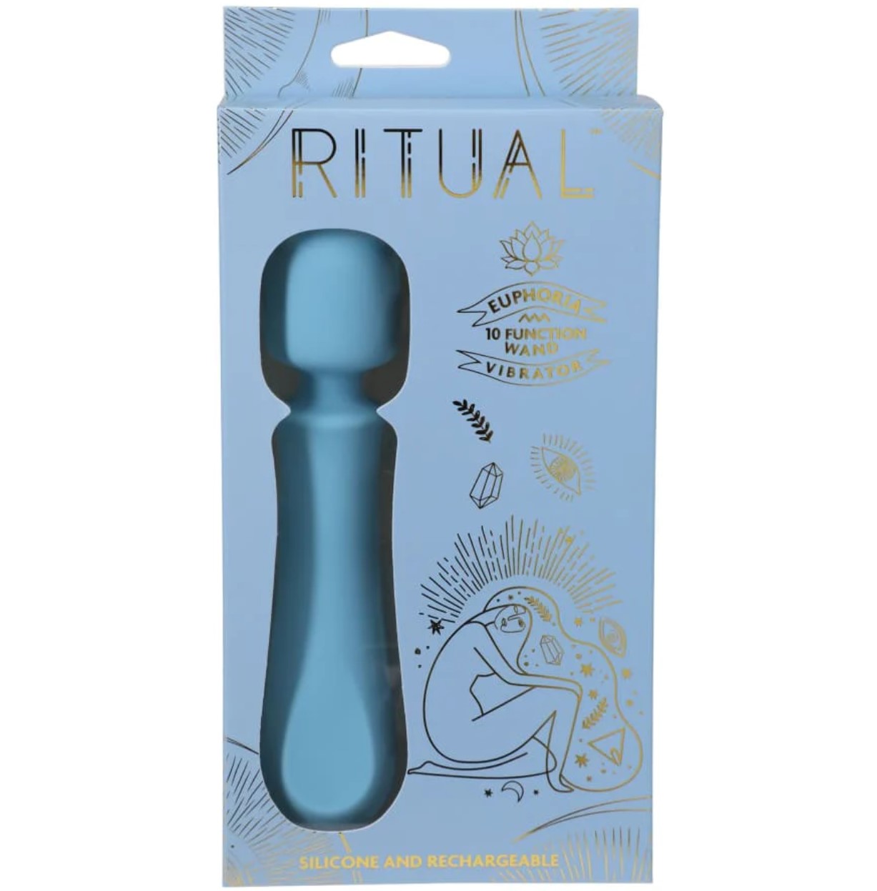 Vibrator Masaj Euphoria, 10 Moduri Vibratii, Silicon, USB, Albastru Deschis, 17.1 cm, Nr. 4, Erotic24.ro