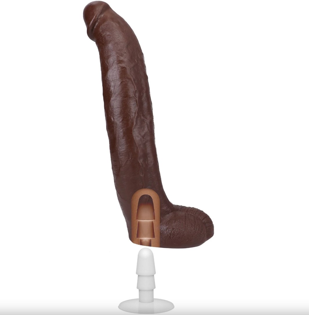 Dildo Realist Brickzilla, Ultraskyn, Dual Density, Vac-U-Lock, Ciocolatiu, 33 cm, #3, Erotic24.ro