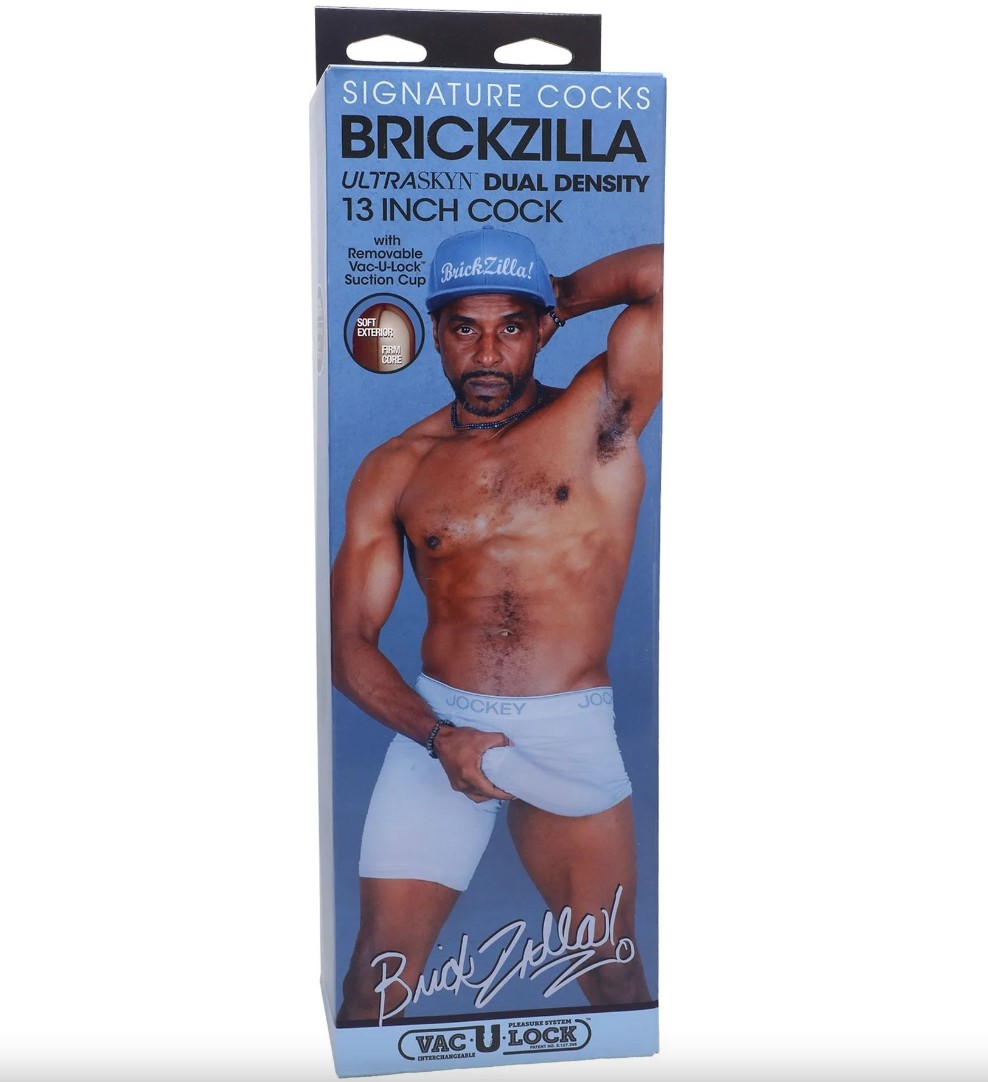 Dildo Realist Brickzilla, Ultraskyn, Dual Density, Vac-U-Lock, Ciocolatiu, 33 cm, #4, Erotic24.ro