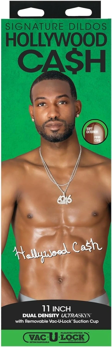 Dildo Realist Hollywood Cash, Ultraskyn, Dual Density, Vac-U-Lock, Maro, 29 cm, #6, Erotic24.ro