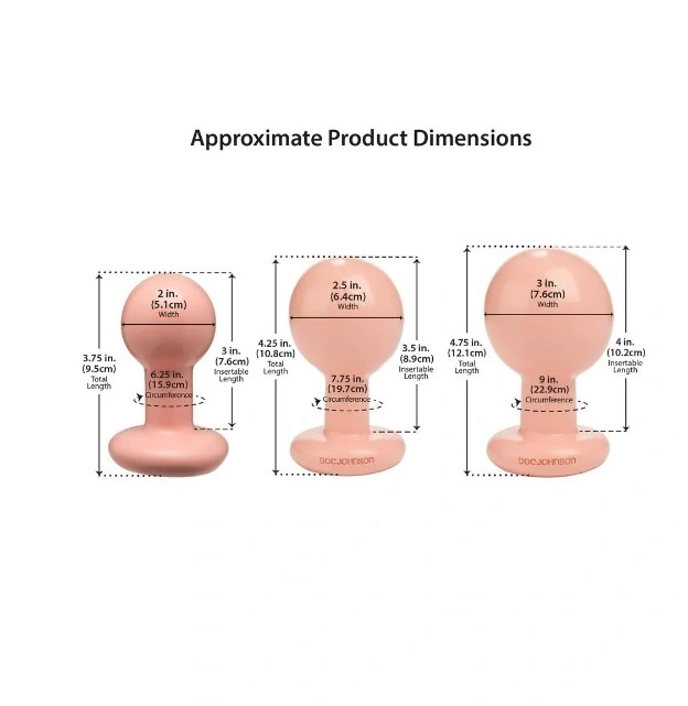 Set 3 Dopuri Anale Round Buttplug, PVC, Natural, #2, Erotic24.ro