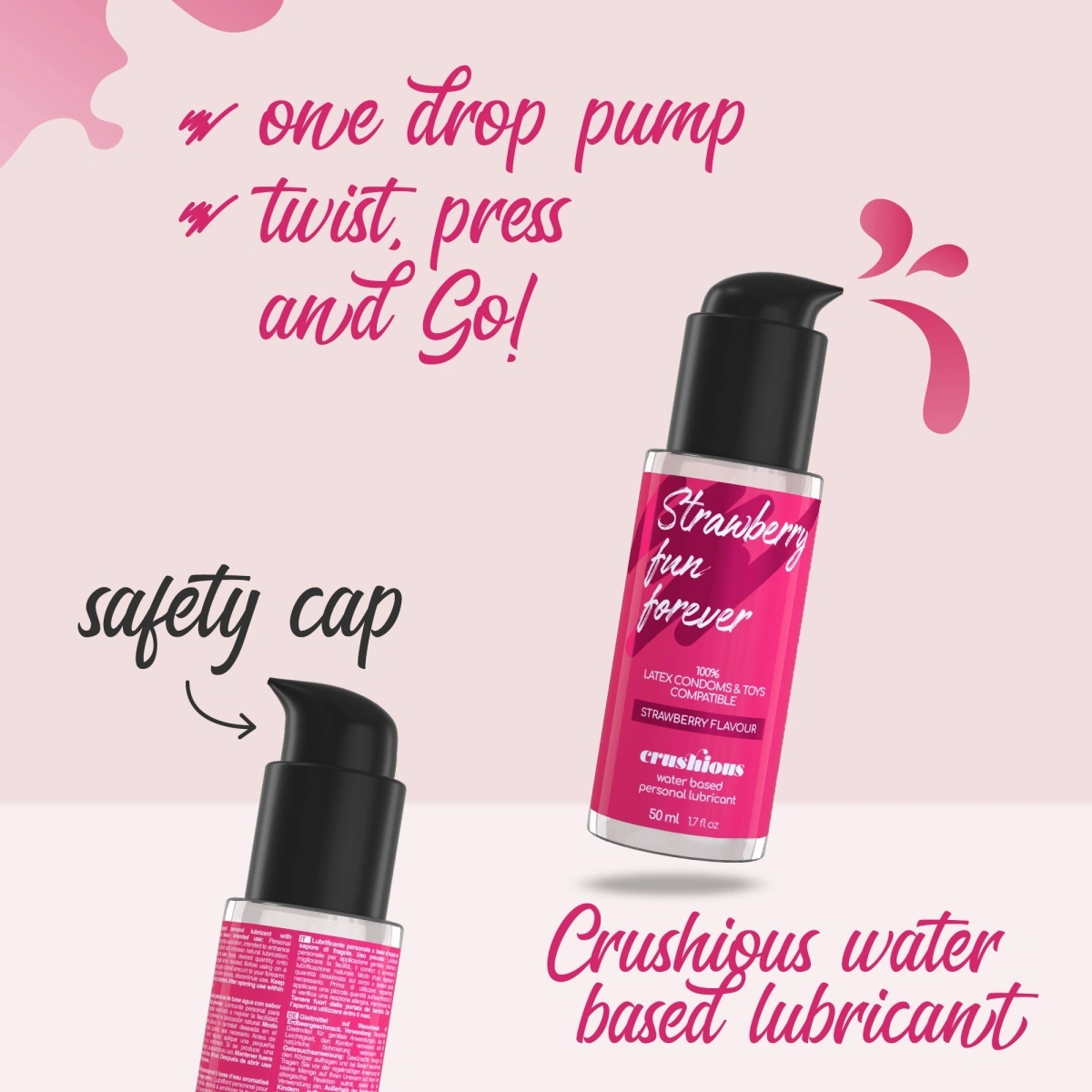 Lubrifiant Crushious pe Baza de Apa, Aroma Capsuni, 50 ml, #7, Erotic24.ro