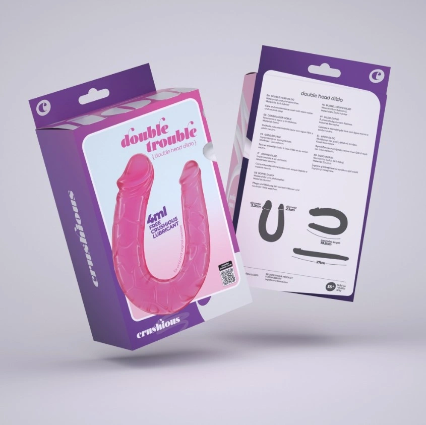 Dildo Dublu Double Trouble Roz 27 cm, #7, Erotic24.ro