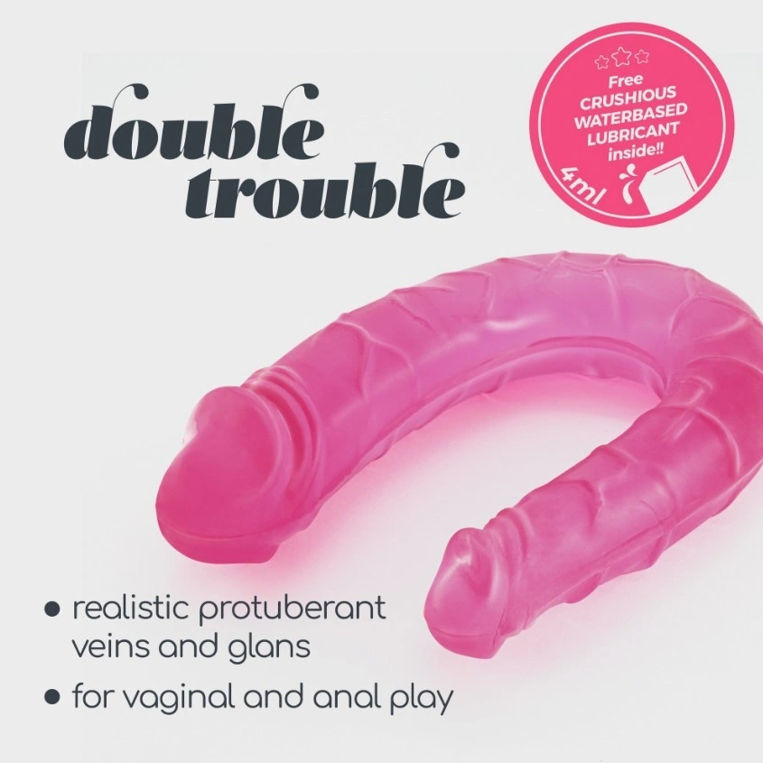 Dildo Dublu Double Trouble Roz 27 cm, #3, Erotic24.ro