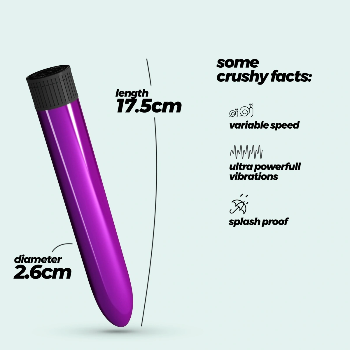Vibrator Crushious Multispeed Classiv Vibe, Mov, 17.5 cm, Nr. 5, Erotic24.ro