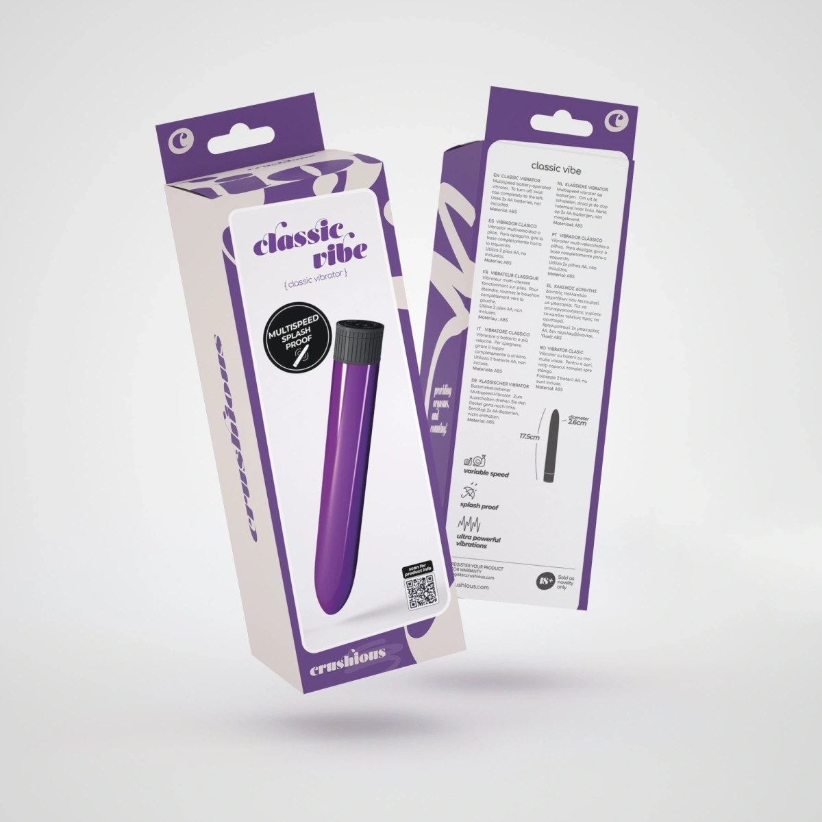 Vibrator Crushious Multispeed Classiv Vibe, Mov, 17.5 cm, Nr. 6, Erotic24.ro