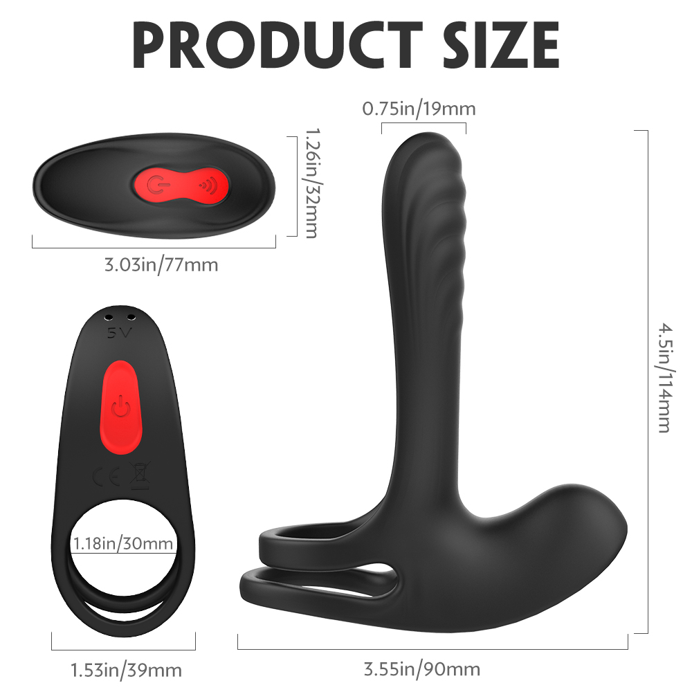 Inel Frank Ring Remote Control 9 Moduri Vibratii Silicon USB Negru Guilty Toys, #8, Erotic24.ro
