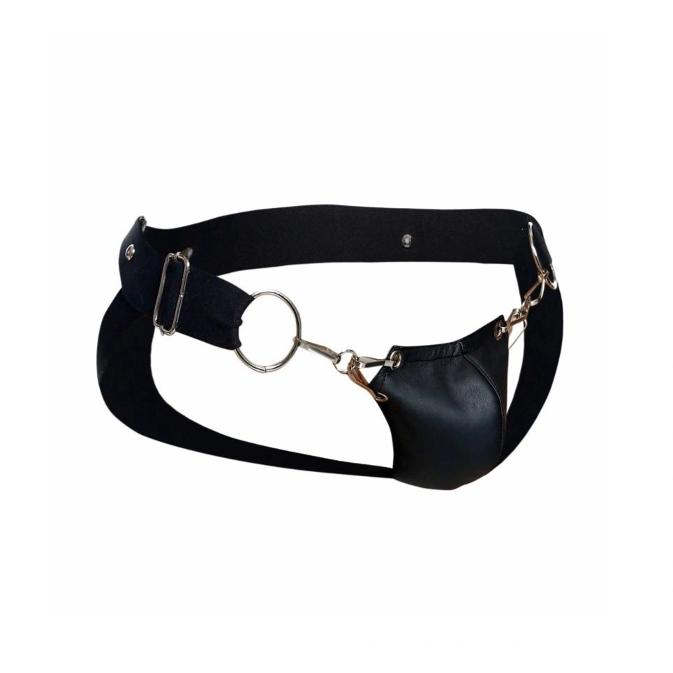 Bikini Dngeon Snap Jockstrap cu Insertie din Piele Ecologica, Negru, S-L, #7, Erotic24.ro