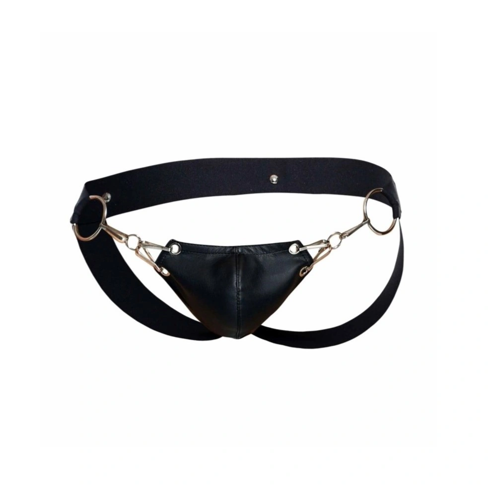 Bikini Dngeon Snap Jockstrap cu Insertie din Piele Ecologica, Negru, S-L, #5, Erotic24.ro