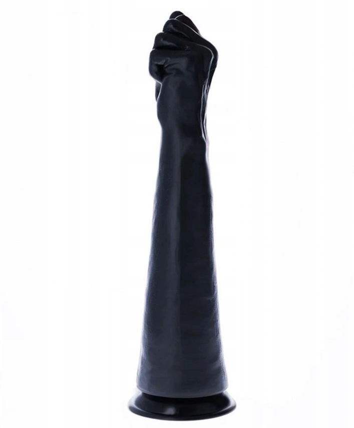 Dildo Anal Fisting Sugarloaf cu Ventuza, PVC, Negru, 38 cm