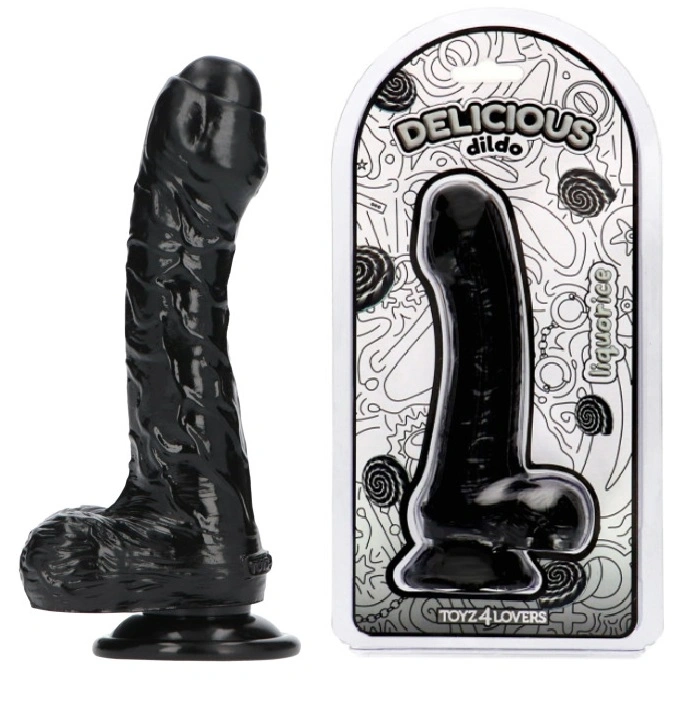 Dildo Realist Parfumat Ben, Aroma Lemn Dulce, PVC, Negru, 18.5 cm