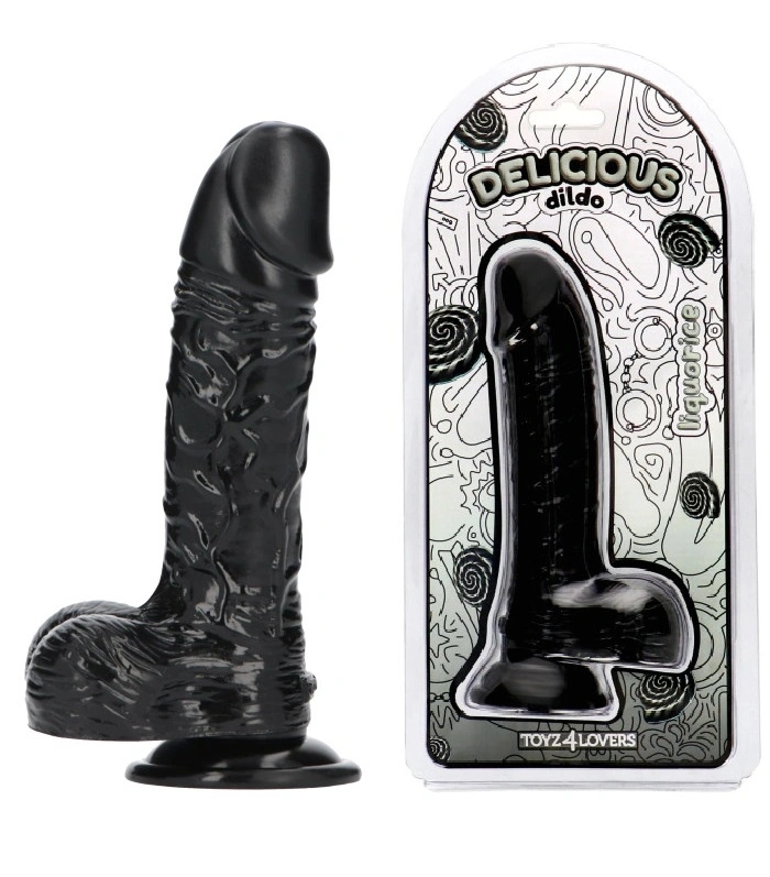 Dildo Realist Parfumat Dan, Aroma Lemn Dulce, PVC, Negru, 18 cm