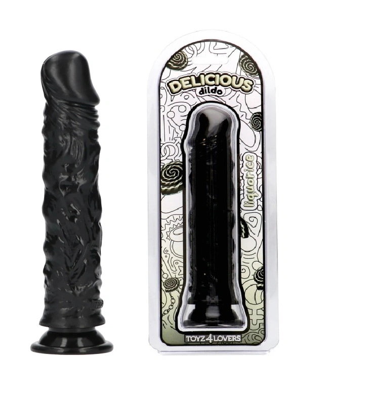 Dildo Realist Parfumat Jim, Aroma Lemn Dulce, PVC, Negru, 20 cm