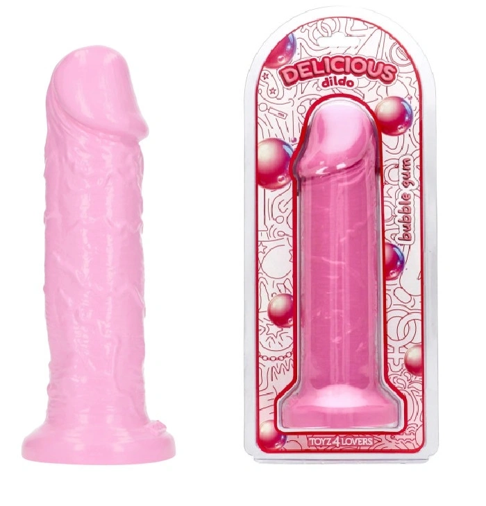 Dildo Realist Parfumat Max, Aroma Guma de Mestecat, PVC, Roz, 25 cm