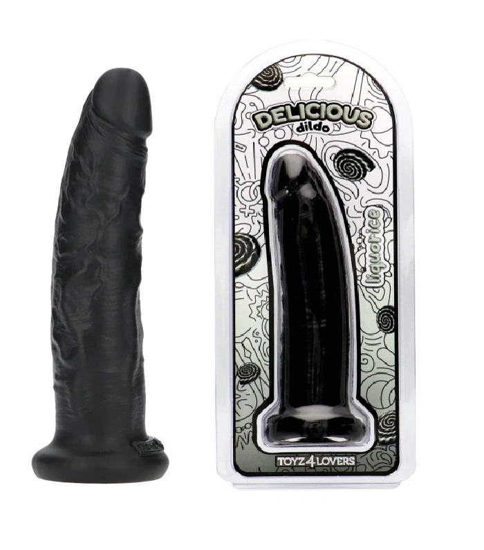 Dildo Realist Parfumat Sam, Aroma Lemn Dulce, PVC, Negru, 19.5 cm