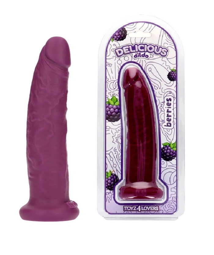 Dildo Realist Parfumat Sam, Aroma Mure, PVC, Mov, 19.5 cm