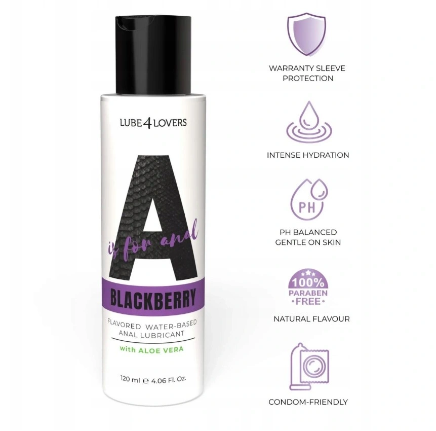 Lubrifiant Anal pe Baza de Apa Aroma Mure, A is for Anal, cu Aloe Vera, 120 ml, #1, Erotic24.ro