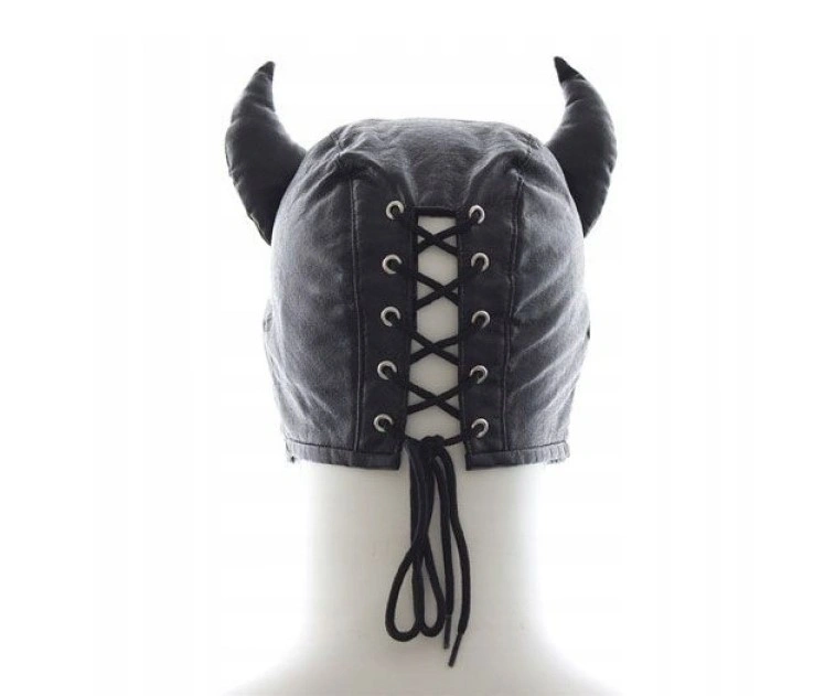 Masca Devil, cu Snur pentru Reglare, Piele Ecologica, Negru, #3, Erotic24.ro