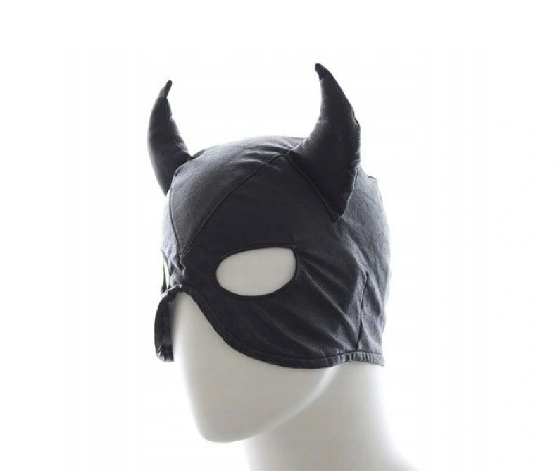 Masca Devil, cu Snur pentru Reglare, Piele Ecologica, Negru, #2, Erotic24.ro