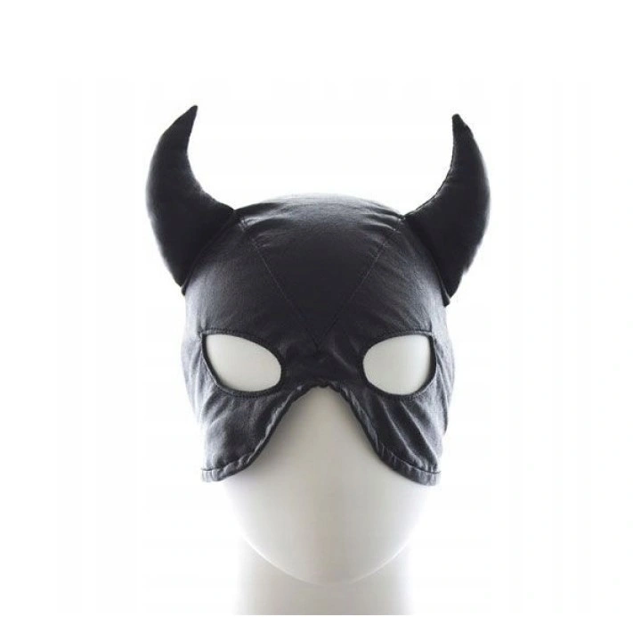 Masca Devil, cu Snur pentru Reglare, Piele Ecologica, Negru, #1, Erotic24.ro