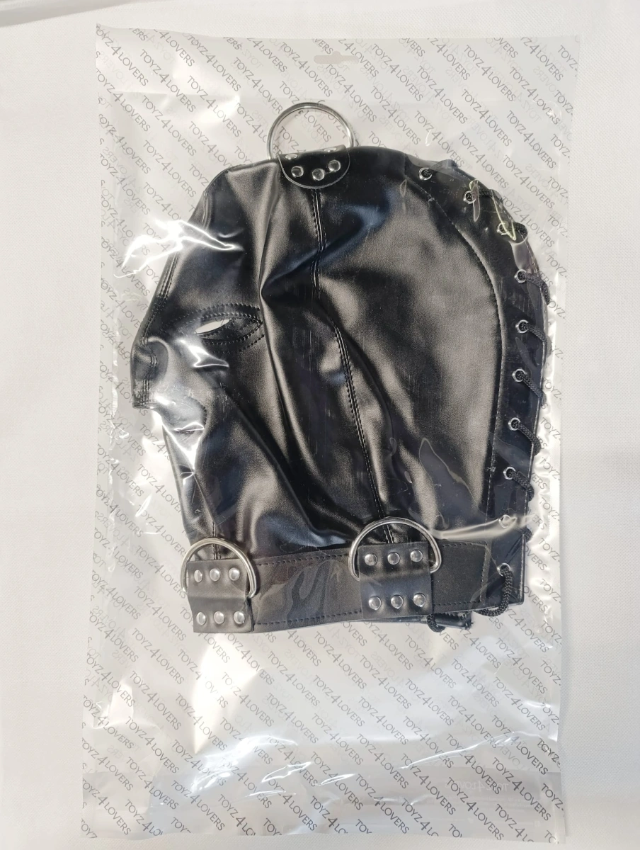 Masca Bondage cu Decupaje Ochi, Gura si Snur la Spate, Negru, Nr. 3, Erotic24.ro