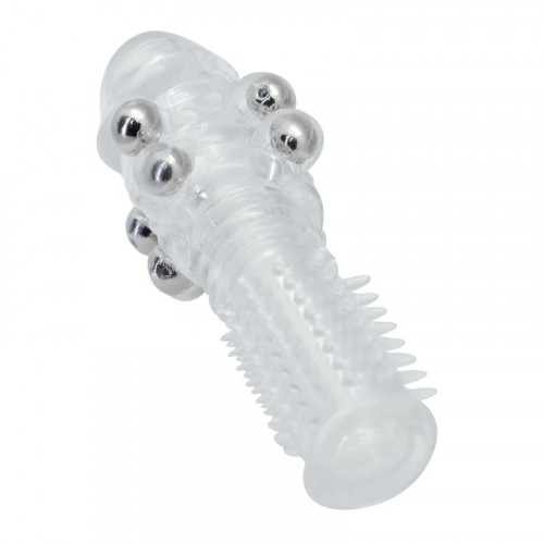 Prelungitor Penis Timeless Super Stretch Transparent cu Perle Stimulatoare, #2, Erotic24.ro
