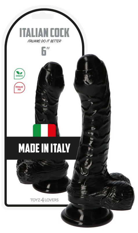 Dildo uncut Italian Cock negru 18 cm, Nr. 5, Erotic24.ro