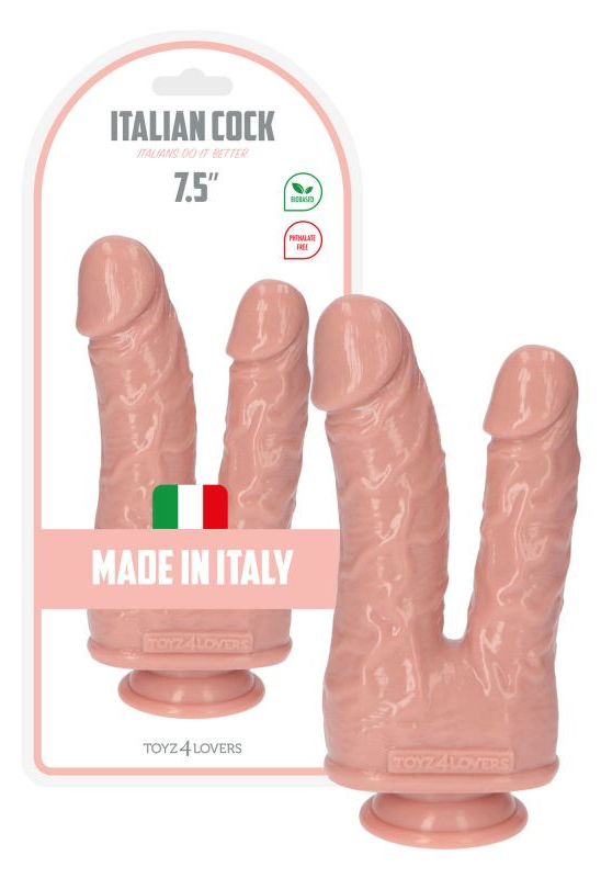 Dildo dublu Italian Cock Natural 21 cm, Nr. 6, Erotic24.ro