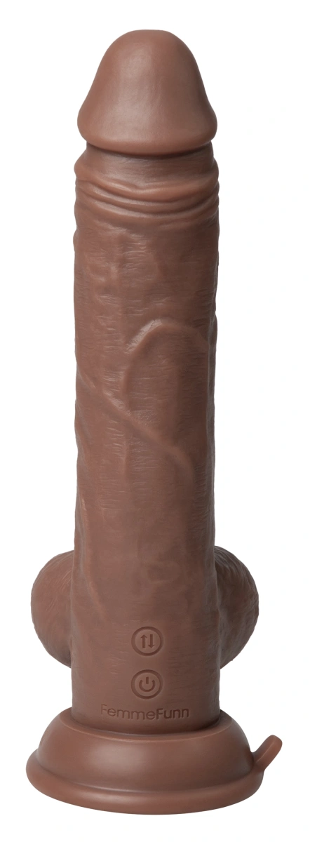 Vibrator Realist Thruster Baller FemmeFunn, Remote Control, 10 Moduri Vibratii, 3 Viteze Impingere, Silicon Lichid, USB, Maro, 22.3 cm, #5, Erotic24.ro