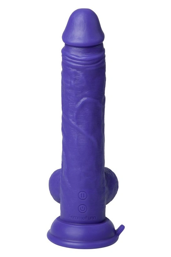 Vibrator Realist Thruster Baller FemmeFunn, Remote Control, 10 Moduri Vibratii, 3 Viteze Impingere, Silicon Lichid, USB, Mov Inchis, 22.3 cm, #5, Erotic24.ro