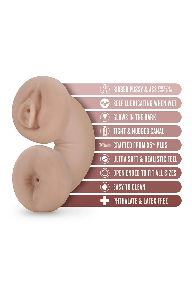 Masturbator Dublu Tasha Glow in the Dark, Natural, 13.3 cm, #4, Erotic24.ro