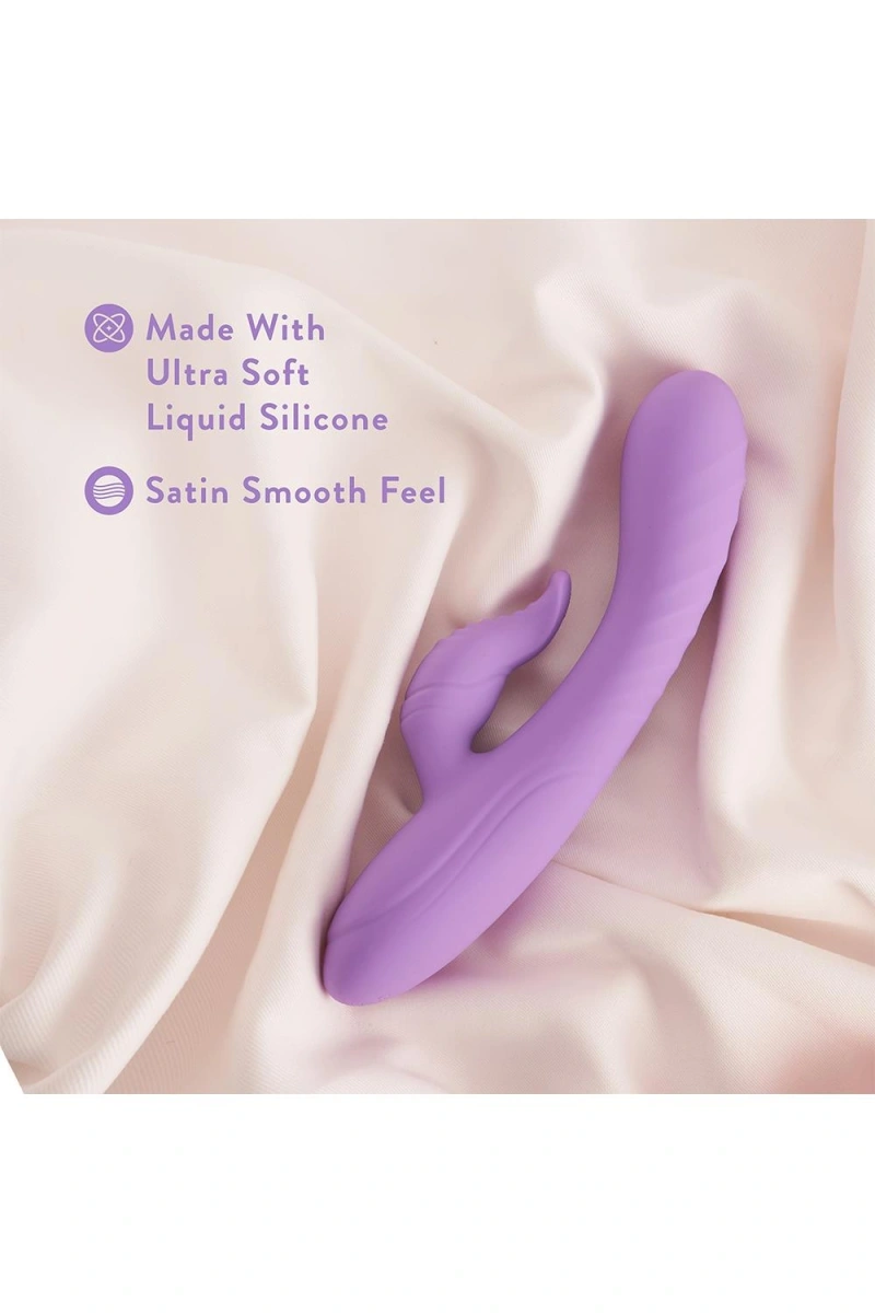 Vibrator Rabbit Evelyn, 10 Moduri Vibratii, Silicon Lichid, Mov, 20.3 cm, Nr. 9, Erotic24.ro