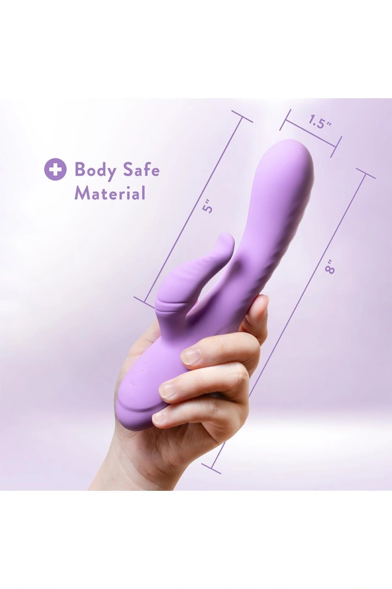 Vibrator Rabbit Evelyn, 10 Moduri Vibratii, Silicon Lichid, Mov, 20.3 cm, Nr. 10, Erotic24.ro