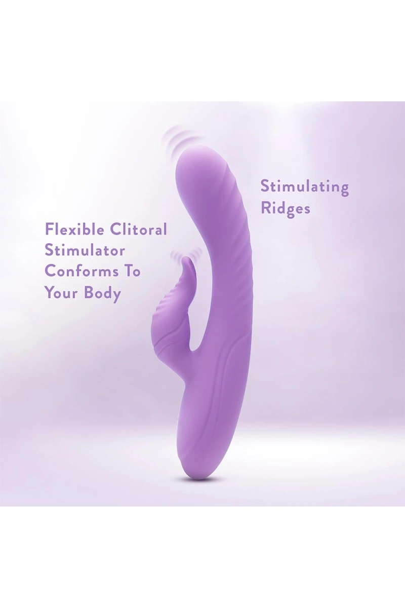 Vibrator Rabbit Evelyn, 10 Moduri Vibratii, Silicon Lichid, Mov, 20.3 cm, Nr. 6, Erotic24.ro