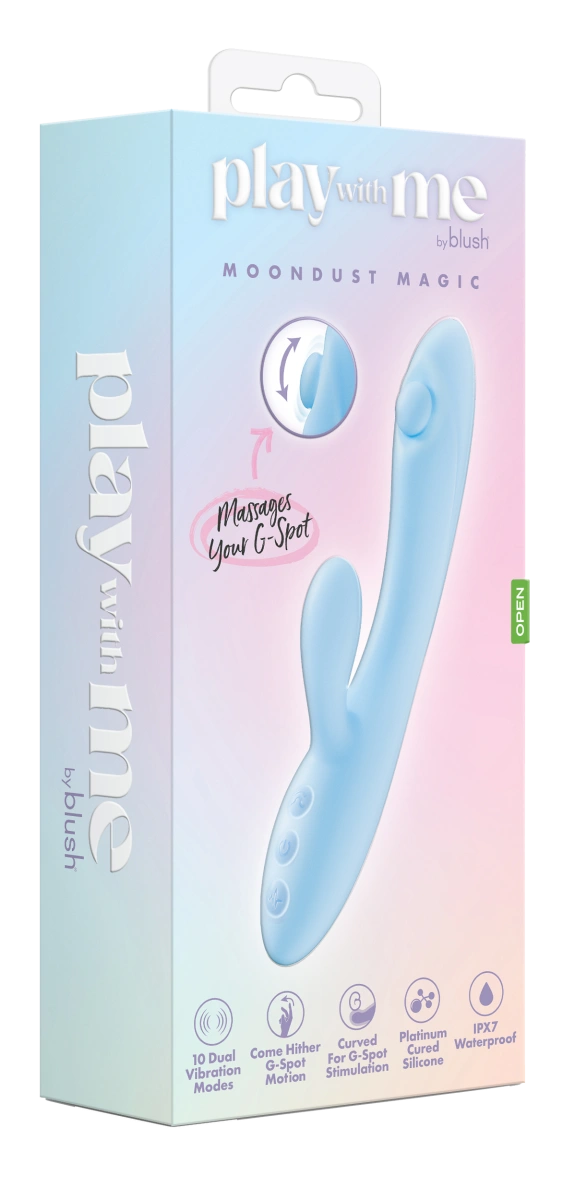 Vibrator Moondust Magic, 10 Moduri Vibratii, Silicon, USB, Albastru, 21 cm, Nr. 6, Erotic24.ro