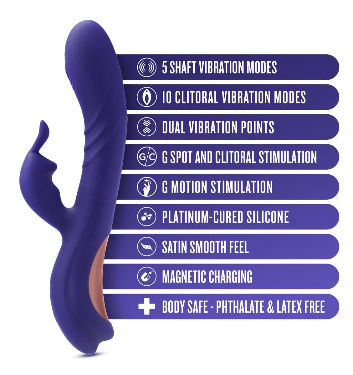 Vibartor Iepuras Harper Midnight, 10 Moduri Vibratii, Silicon, USB, Mov, 22.2 cm, #5, Erotic24.ro