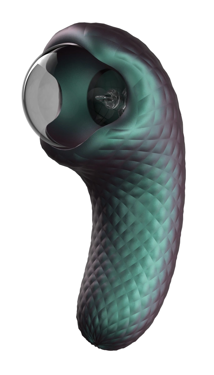 Stimulator Dual Enchanted Serpent, Glob cu Plasma, 10 Moduri Vibratii, Silicon Platinum, USB, Verde, 14 cm, #3, Erotic24.ro