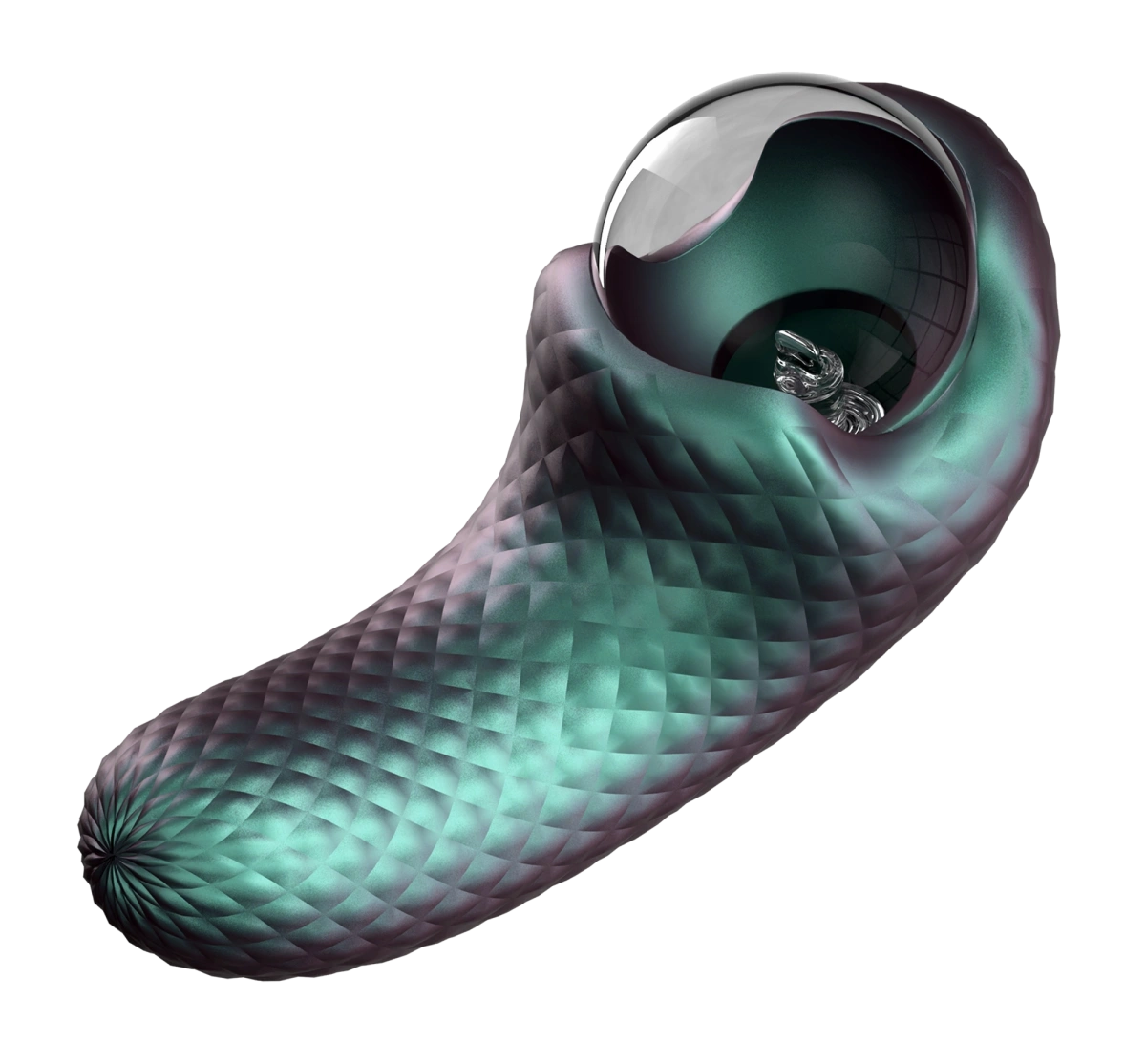 Stimulator Dual Enchanted Serpent, Glob cu Plasma, 10 Moduri Vibratii, Silicon Platinum, USB, Verde, 14 cm, #4, Erotic24.ro