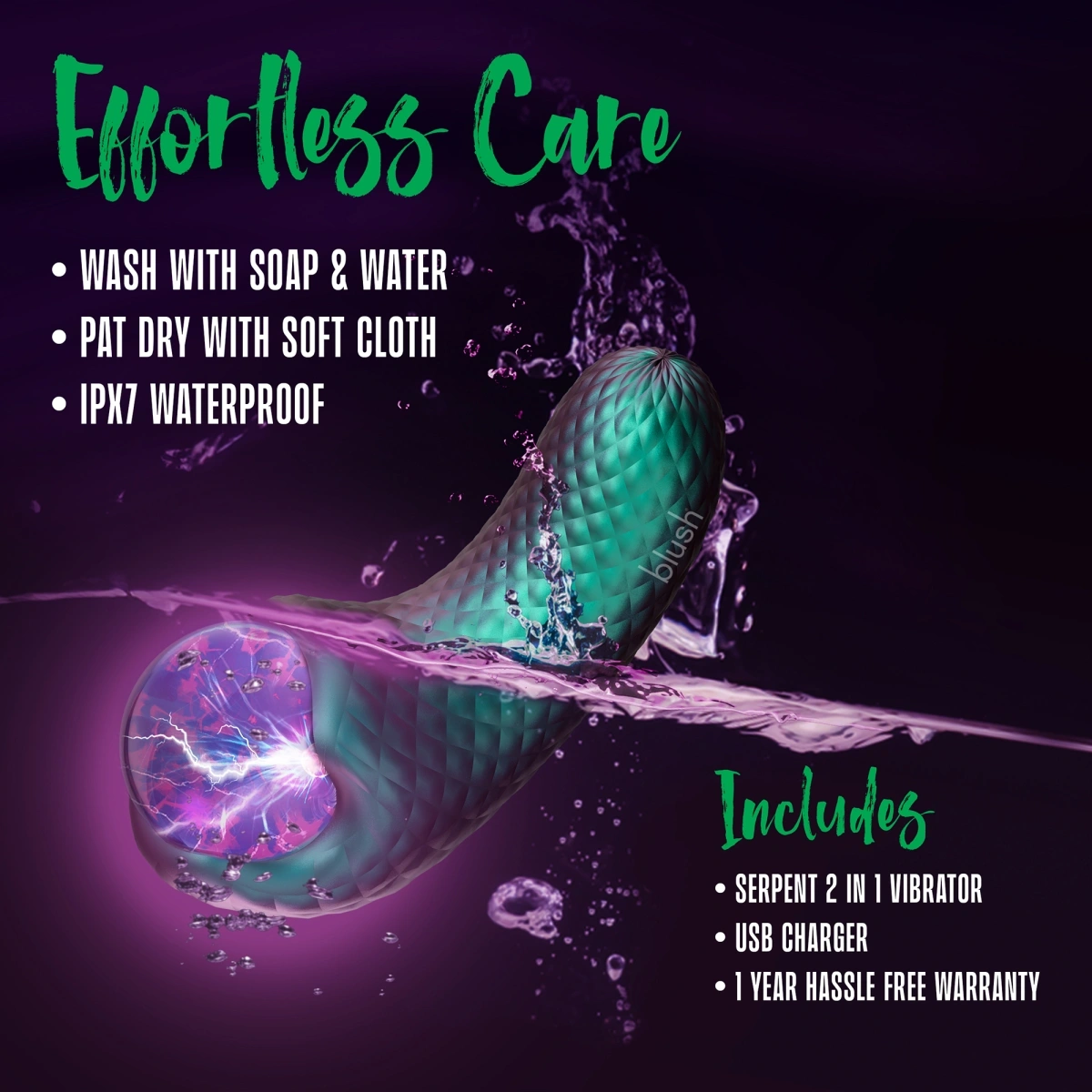 Stimulator Dual Enchanted Serpent, Glob cu Plasma, 10 Moduri Vibratii, Silicon Platinum, USB, Verde, 14 cm, #8, Erotic24.ro