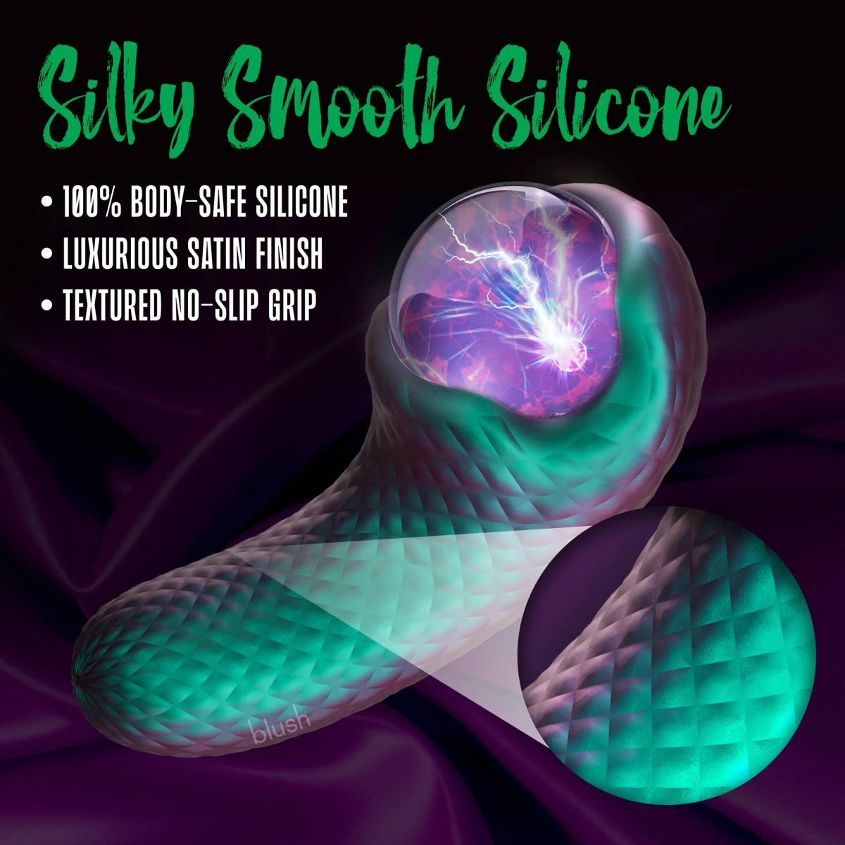 Stimulator Dual Enchanted Serpent, Glob cu Plasma, 10 Moduri Vibratii, Silicon Platinum, USB, Verde, 14 cm, #10, Erotic24.ro