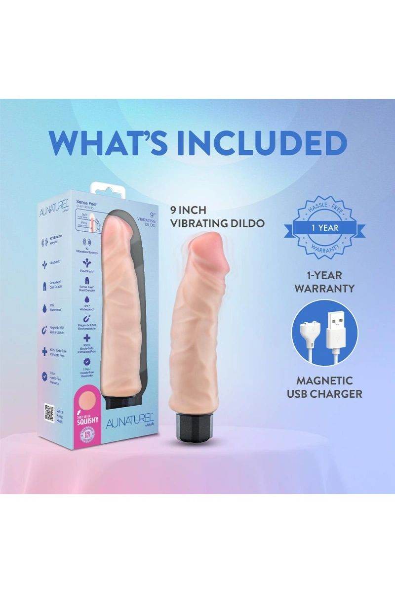 Vibrator Realist Au Naturel Sensa Feel, Dubla Densitate, 10 Moduri Vibratii, USB, Natural, 22.8 cm, #9, Erotic24.ro