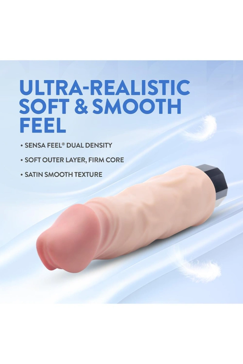 Vibrator Realist Au Naturel Sensa Feel, Dubla Densitate, 10 Moduri Vibratii, USB, Natural, 22.8 cm, #7, Erotic24.ro